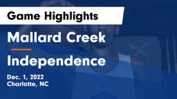 Mallard Creek  vs Independence  Game Highlights - Dec. 1, 2022
