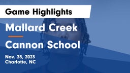 Mallard Creek  vs Cannon School Game Highlights - Nov. 28, 2023