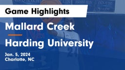 Mallard Creek  vs Harding University  Game Highlights - Jan. 5, 2024