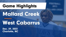 Mallard Creek  vs West Cabarrus  Game Highlights - Dec. 29, 2022