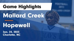 Mallard Creek  vs Hopewell  Game Highlights - Jan. 24, 2023