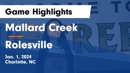 Mallard Creek  vs Rolesville  Game Highlights - Jan. 1, 2024
