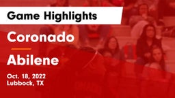 Coronado  vs Abilene  Game Highlights - Oct. 18, 2022