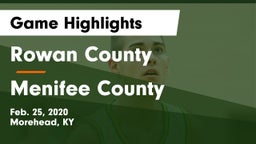Rowan County  vs Menifee County  Game Highlights - Feb. 25, 2020