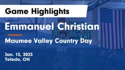 Emmanuel Christian  vs Maumee Valley Country Day  Game Highlights - Jan. 13, 2023