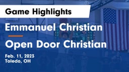 Emmanuel Christian  vs Open Door Christian  Game Highlights - Feb. 11, 2023
