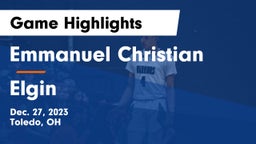 Emmanuel Christian  vs Elgin  Game Highlights - Dec. 27, 2023