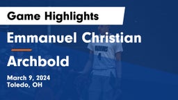 Emmanuel Christian  vs Archbold  Game Highlights - March 9, 2024