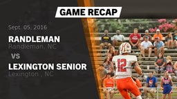 Recap: Randleman  vs. Lexington Senior  2016