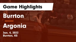 Burrton  vs Argonia  Game Highlights - Jan. 4, 2022
