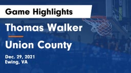 Thomas Walker  vs Union County Game Highlights - Dec. 29, 2021