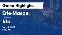 Erie-Mason  vs Ida  Game Highlights - Jan. 4, 2022