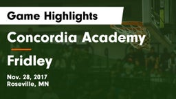 Concordia Academy vs Fridley  Game Highlights - Nov. 28, 2017