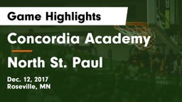 Concordia Academy vs North St. Paul  Game Highlights - Dec. 12, 2017