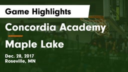 Concordia Academy vs Maple Lake  Game Highlights - Dec. 28, 2017