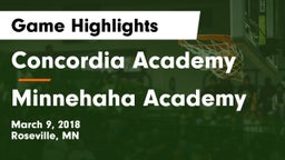 Concordia Academy vs Minnehaha Academy Game Highlights - March 9, 2018