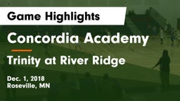 Concordia Academy vs Trinity at River Ridge  Game Highlights - Dec. 1, 2018