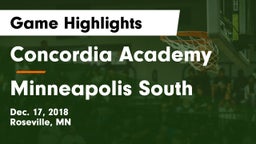Concordia Academy vs Minneapolis South  Game Highlights - Dec. 17, 2018