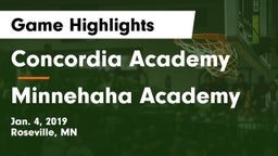 Concordia Academy vs Minnehaha Academy Game Highlights - Jan. 4, 2019