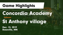 Concordia Academy vs St Anthony village  Game Highlights - Dec. 13, 2019
