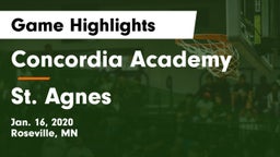 Concordia Academy vs St. Agnes  Game Highlights - Jan. 16, 2020