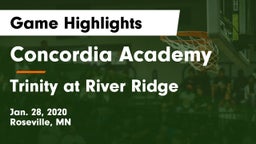 Concordia Academy vs Trinity at River Ridge  Game Highlights - Jan. 28, 2020
