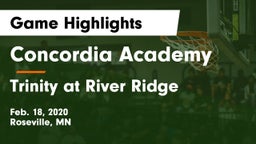 Concordia Academy vs Trinity at River Ridge  Game Highlights - Feb. 18, 2020