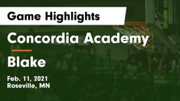 Concordia Academy vs Blake Game Highlights - Feb. 11, 2021