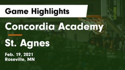 Concordia Academy vs St. Agnes  Game Highlights - Feb. 19, 2021
