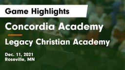 Concordia Academy vs Legacy Christian Academy Game Highlights - Dec. 11, 2021