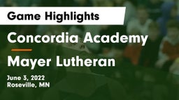 Concordia Academy vs Mayer Lutheran  Game Highlights - June 3, 2022