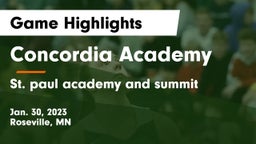 Concordia Academy vs St. paul academy and summit Game Highlights - Jan. 30, 2023