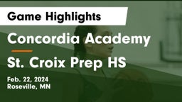 Concordia Academy vs St. Croix Prep HS Game Highlights - Feb. 22, 2024