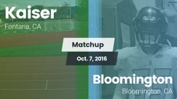Matchup: Kaiser  vs. Bloomington  2016