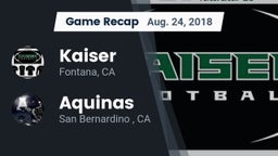 Recap: Kaiser  vs. Aquinas   2018