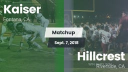 Matchup: Kaiser  vs. Hillcrest  2018
