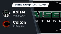 Recap: Kaiser  vs. Colton  2018