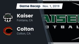 Recap: Kaiser  vs. Colton  2019