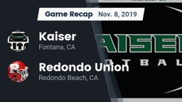 Recap: Kaiser  vs. Redondo Union  2019