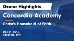 Concordia Academy vs Christ's Household of Faith Game Highlights - Dec 21, 2016