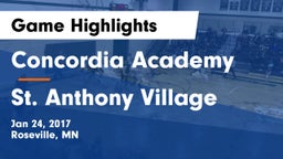 Concordia Academy vs St. Anthony Village  Game Highlights - Jan 24, 2017