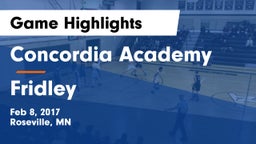 Concordia Academy vs Fridley  Game Highlights - Feb 8, 2017