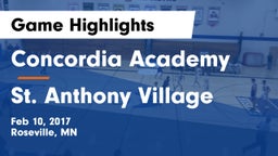 Concordia Academy vs St. Anthony Village  Game Highlights - Feb 10, 2017