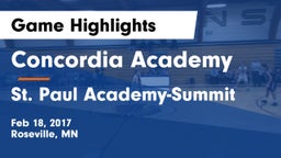 Concordia Academy vs St. Paul Academy-Summit  Game Highlights - Feb 18, 2017