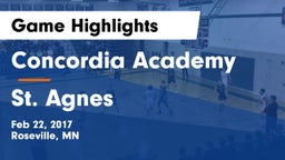 Concordia Academy vs St. Agnes  Game Highlights - Feb 22, 2017