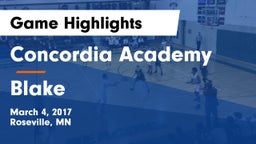 Concordia Academy vs Blake  Game Highlights - March 4, 2017