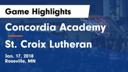 Concordia Academy vs St. Croix Lutheran  Game Highlights - Jan. 17, 2018
