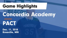 Concordia Academy vs PACT  Game Highlights - Dec. 11, 2018