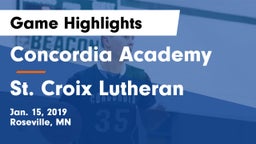 Concordia Academy vs St. Croix Lutheran Game Highlights - Jan. 15, 2019