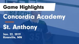 Concordia Academy vs St. Anthony Game Highlights - Jan. 22, 2019